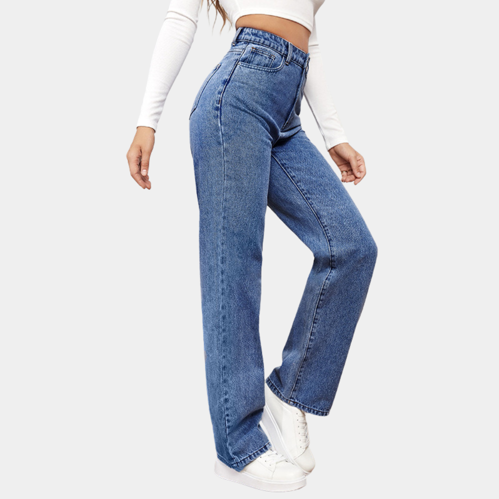Loose Fit Jeans - Raka ben - Avslappnad passform - Jeans med hög midja - Damjeans-Eva Jonsson