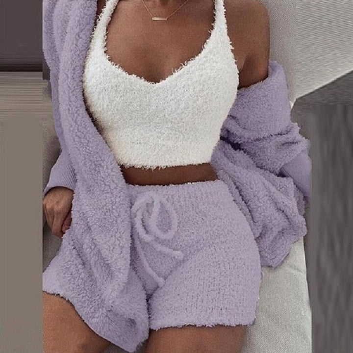 Lounge Set | 3-delat | Fluffig | Fleece Pyjamas | Vinterpyjamas för kvinnor-Eva Jonsson