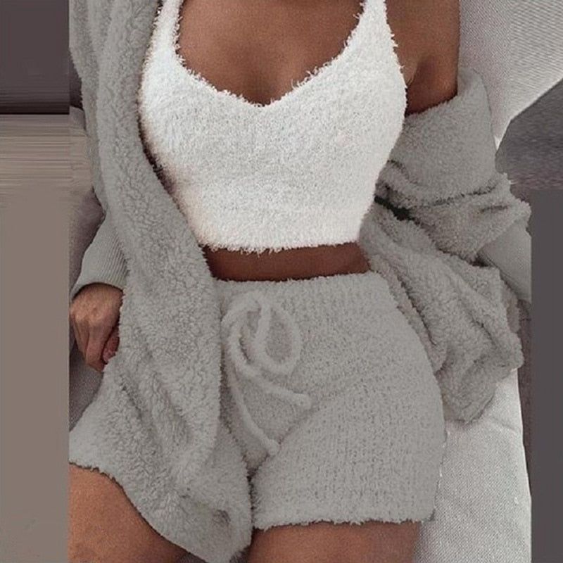 Lounge Set | 3-delat | Fluffig | Fleece Pyjamas | Vinterpyjamas för kvinnor-Eva Jonsson