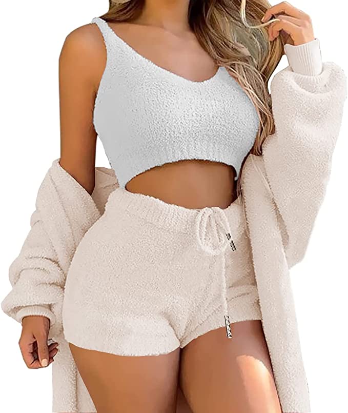 Lounge Set | 3-delat | Fluffig | Fleece Pyjamas | Vinterpyjamas för kvinnor-Eva Jonsson
