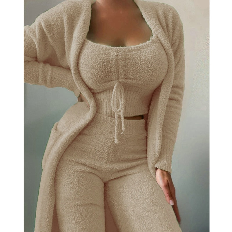 Lounge Set | 3-delat | Fluffig | Fleece Pyjamas | Vinterpyjamas för kvinnor-Eva Jonsson