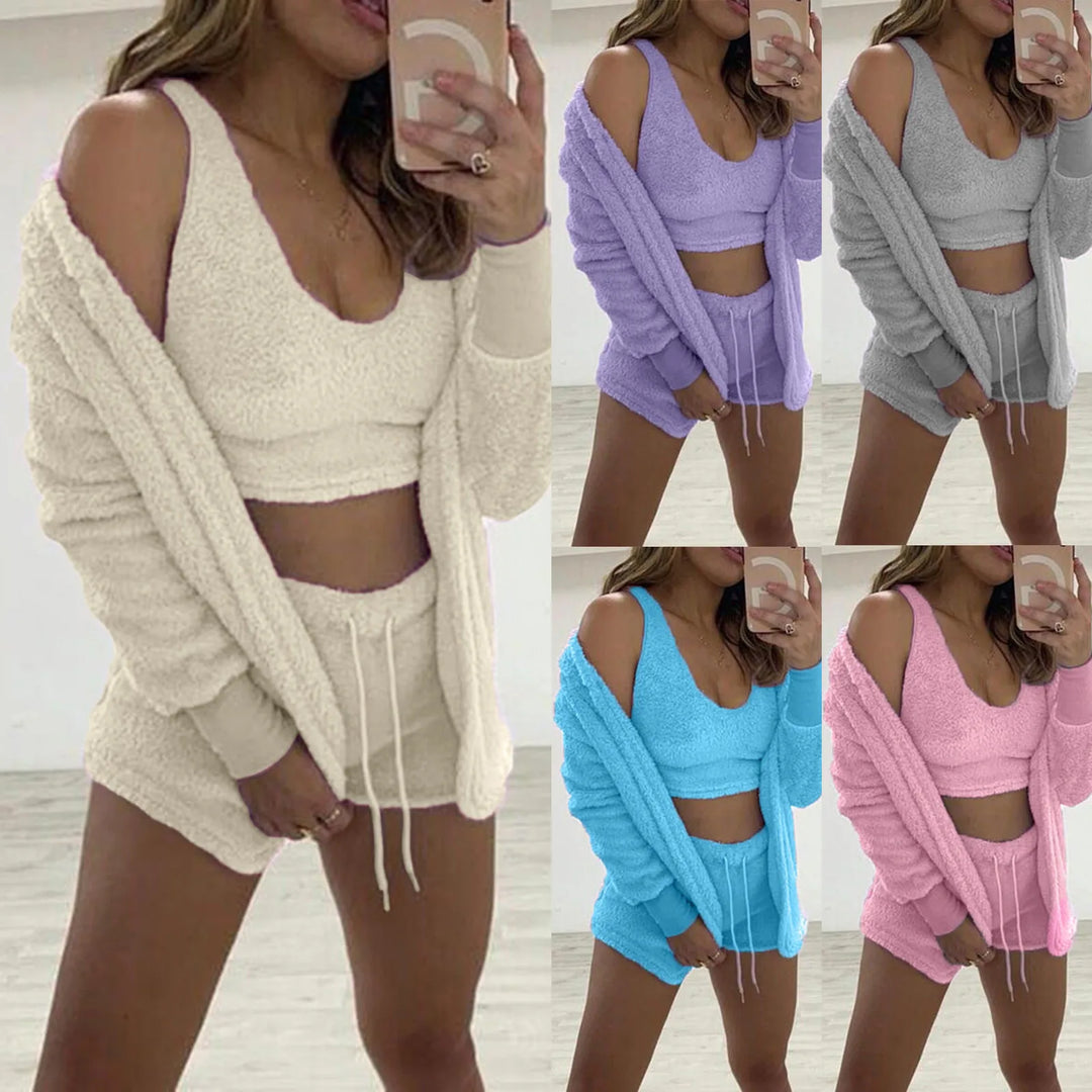Lounge Set | Crop Top | Shorts | Fleece Pyjama | Loungewear för kvinnor-Eva Jonsson