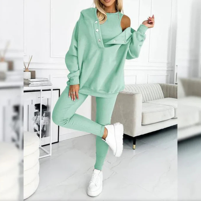 Lounge Set - Tvådelat set med mysig överdimensionerad hoodie och leggings för kvinnor-Eva Jonsson