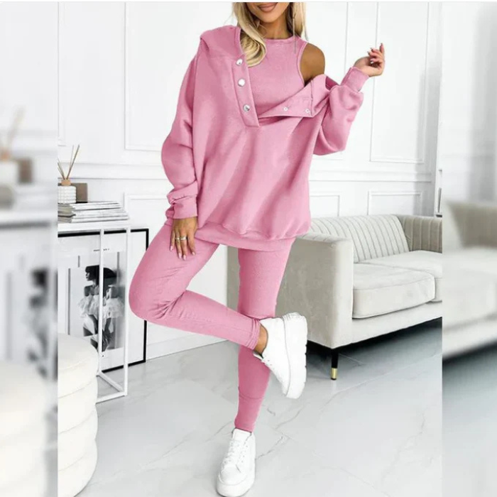 Lounge Set - Tvådelat set med mysig överdimensionerad hoodie och leggings för kvinnor-Eva Jonsson