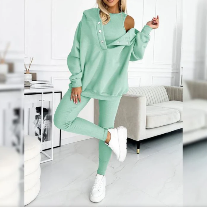 Lounge Set - Tvådelat set med mysig överdimensionerad hoodie och leggings för kvinnor-Eva Jonsson