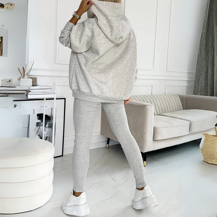 Lounge Set - Tvådelat set med mysig överdimensionerad hoodie och leggings för kvinnor-Eva Jonsson