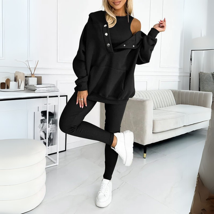 Lounge Set - Tvådelat set med mysig överdimensionerad hoodie och leggings för kvinnor-Eva Jonsson