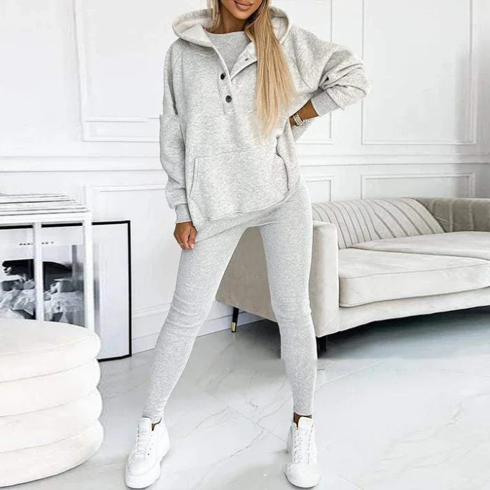 Lounge Set - Tvådelat set med mysig överdimensionerad hoodie och leggings för kvinnor-Eva Jonsson