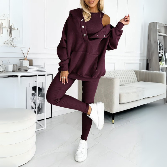Lounge Set - Tvådelat set med mysig överdimensionerad hoodie och leggings för kvinnor-Eva Jonsson
