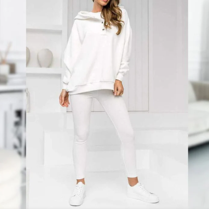 Lounge Set - Tvådelat set med mysig överdimensionerad hoodie och leggings för kvinnor-Eva Jonsson