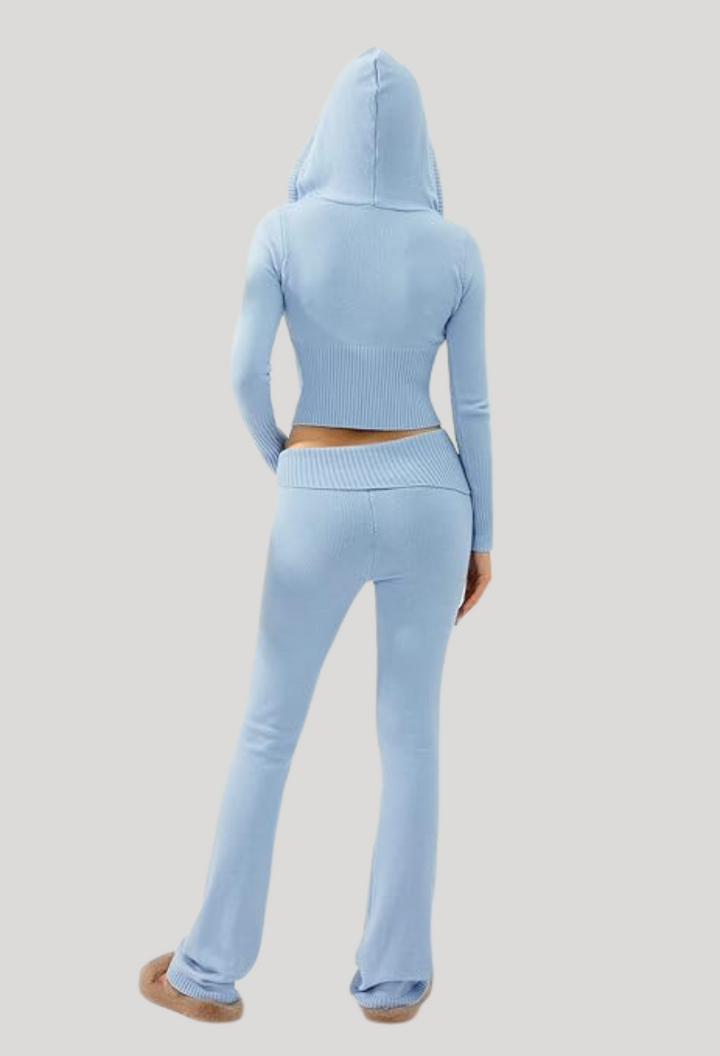 Lounge Set | Zip-Up | Hooded | Stickat tvådelat set | Loungewear för kvinnor-Eva Jonsson