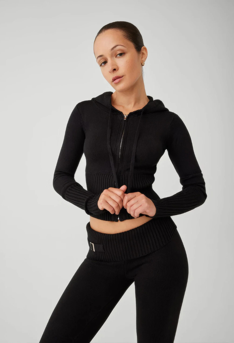 Lounge Set | Zip-Up | Hooded | Stickat tvådelat set | Loungewear för kvinnor-Eva Jonsson