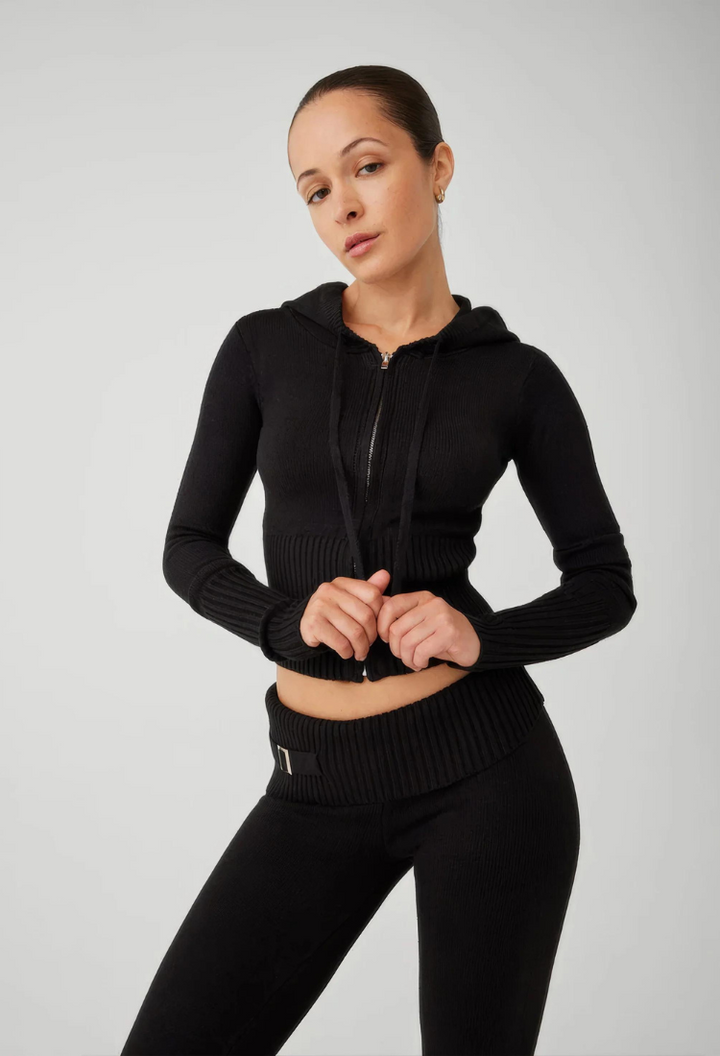 Lounge Set | Zip-Up | Hooded | Stickat tvådelat set | Loungewear för kvinnor-Eva Jonsson