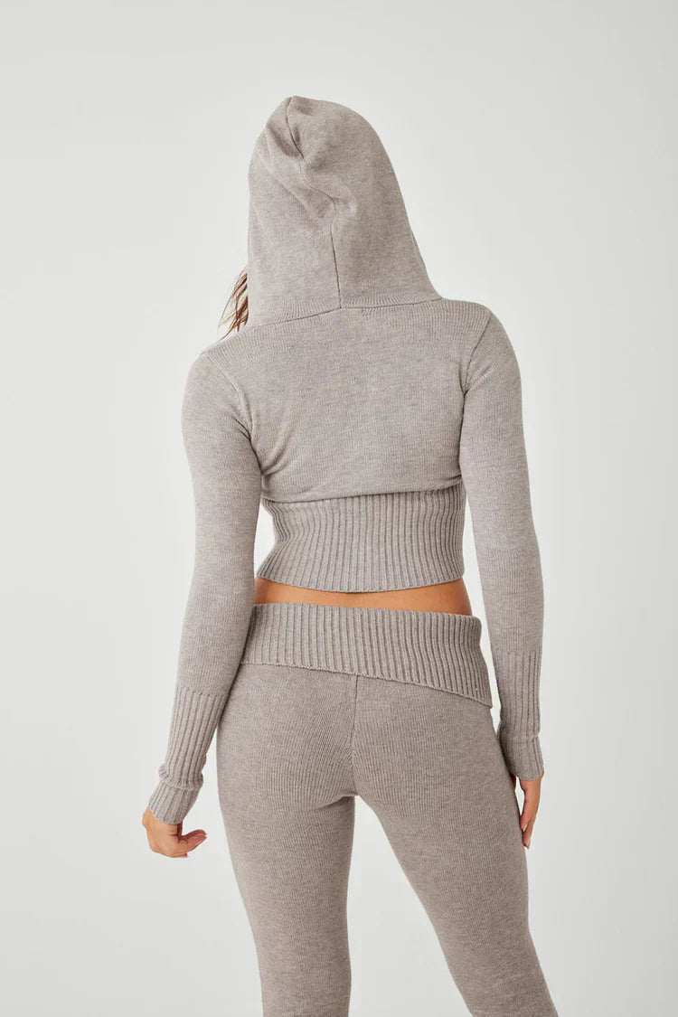 Lounge Set | Zip-Up | Hooded | Stickat tvådelat set | Loungewear för kvinnor-Eva Jonsson