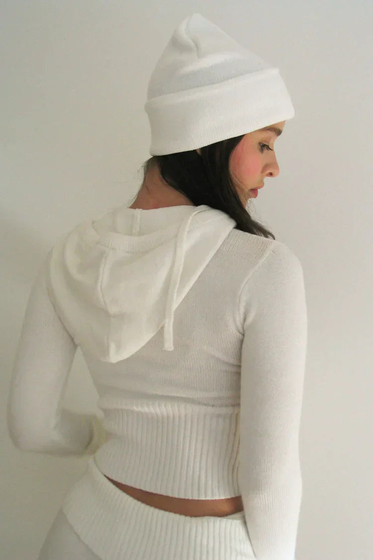 Lounge Set | Zip-Up | Hooded | Stickat tvådelat set | Loungewear för kvinnor-Eva Jonsson