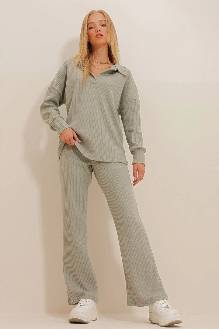 Lounge set - Långärmad - Utsvängda byxor - Tvådelat set - Loungewear för kvinnor-Eva Jonsson