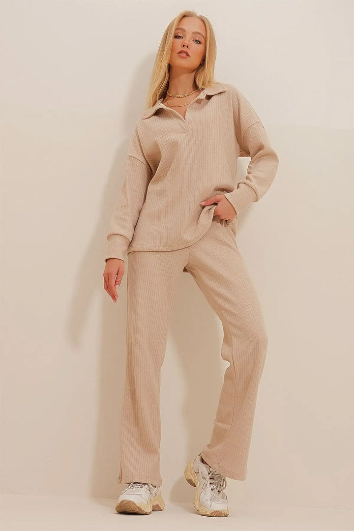 Lounge set - Långärmad - Utsvängda byxor - Tvådelat set - Loungewear för kvinnor-Eva Jonsson