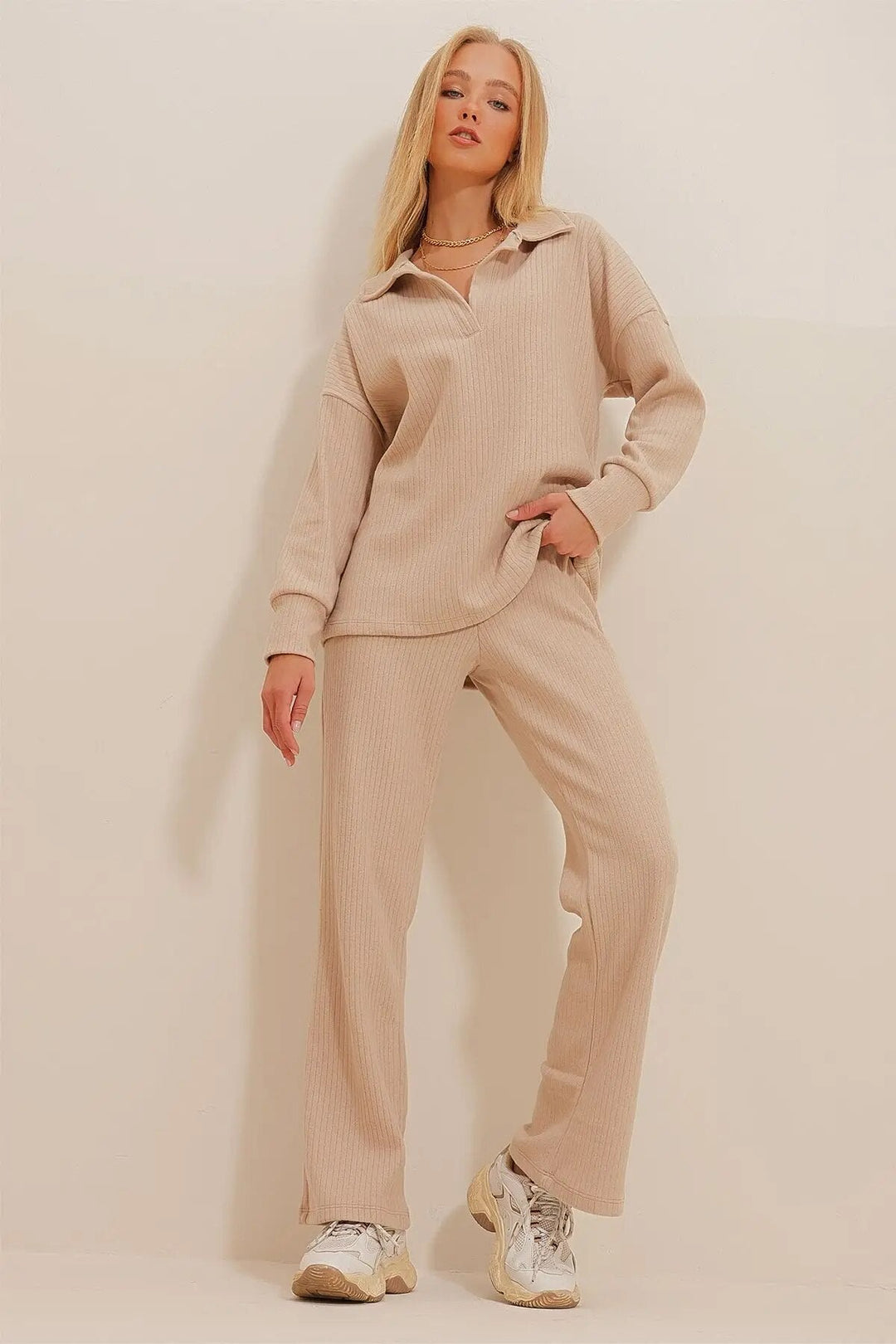 Lounge set - Långärmad - Utsvängda byxor - Tvådelat set - Loungewear för kvinnor-Eva Jonsson