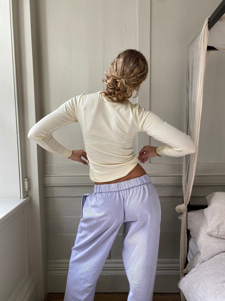 Loungebyxor | Låg midja | Elastisk midja | Låg midja | Dambyxor med vida ben-Eva Jonsson