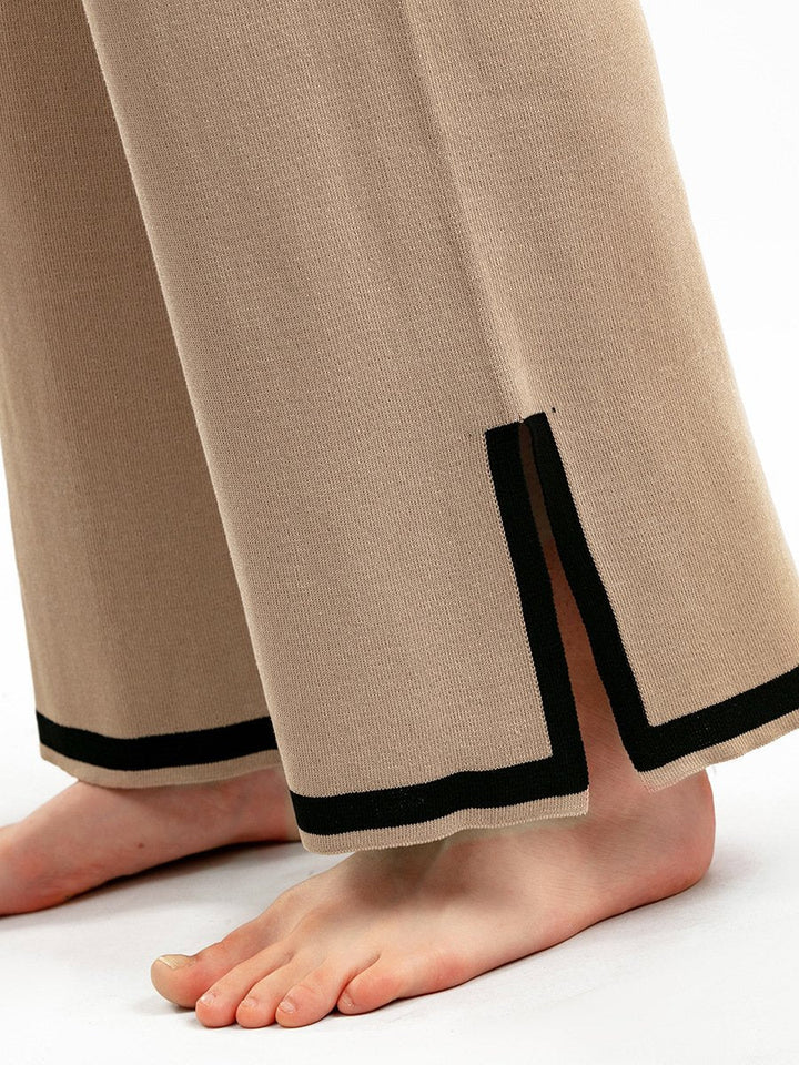 Loungewear Set - Tvådelat set med kortärmad skjorta och byxor med vida ben för kvinnor-Eva Jonsson