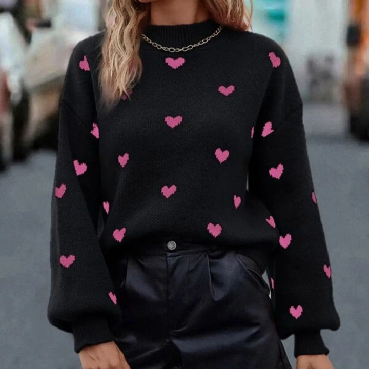 LoveStitch Hjärttröja | Varm vintertröja för kvinnor-Eva Jonsson