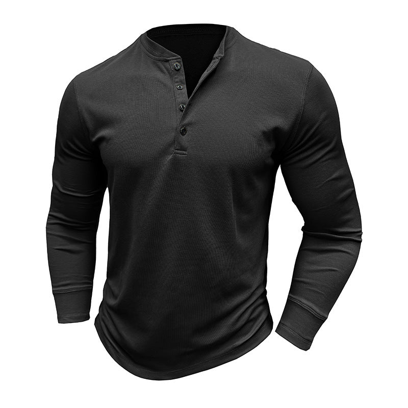 Mäns långärmad Henley-skjorta med texturerat tyg Mirla-Eva Jonsson