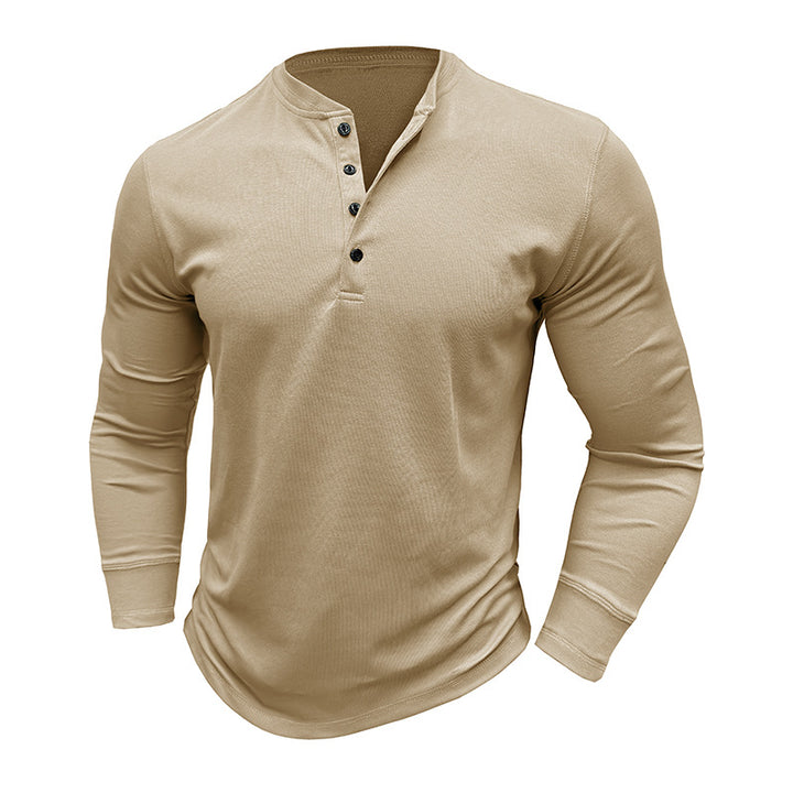 Mäns långärmad Henley-skjorta med texturerat tyg Mirla-Eva Jonsson