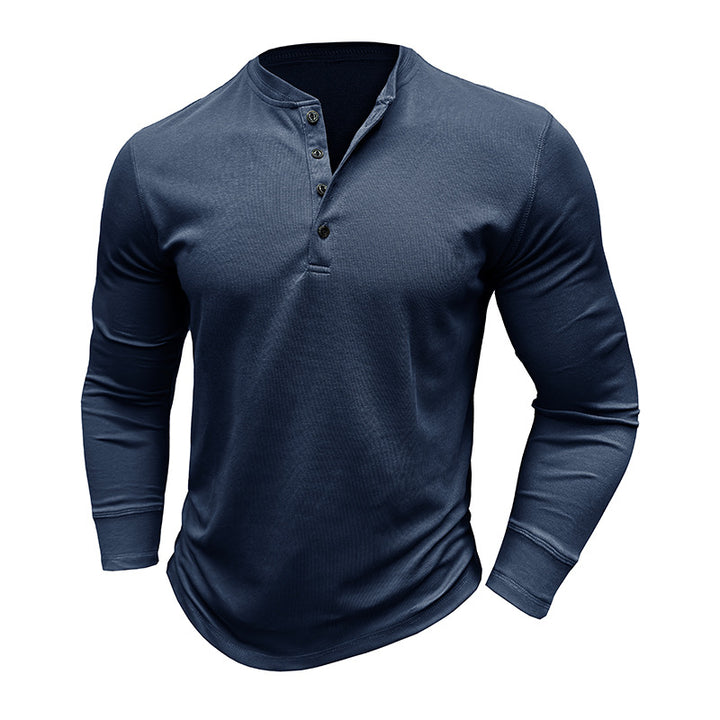 Mäns långärmad Henley-skjorta med texturerat tyg Mirla-Eva Jonsson