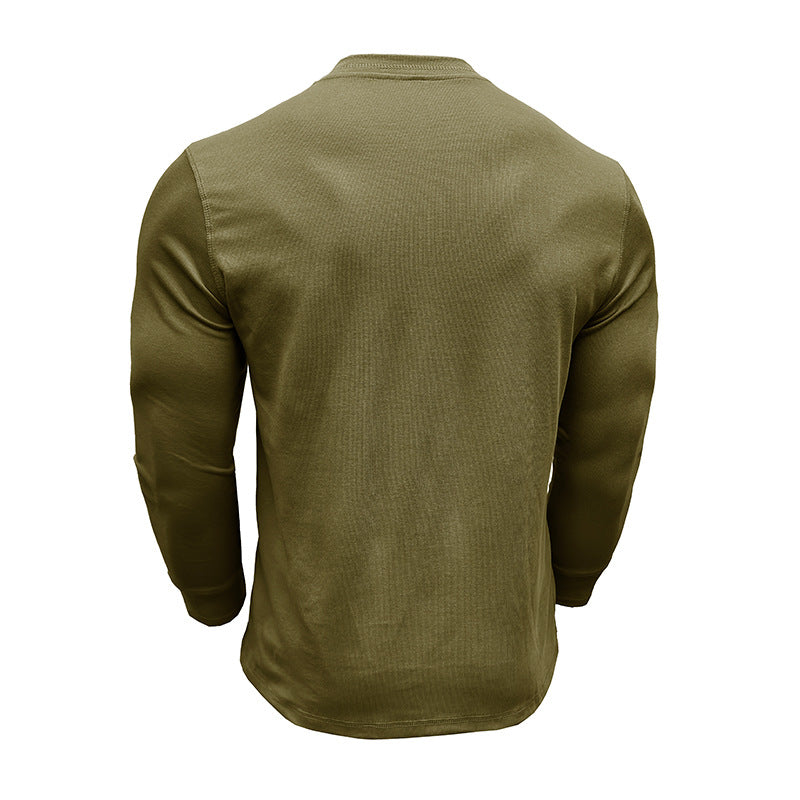 Mäns långärmad Henley-skjorta med texturerat tyg Mirla-Eva Jonsson