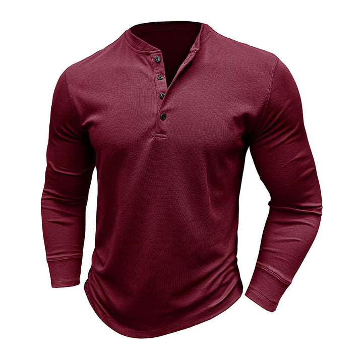 Mäns långärmad Henley-skjorta med texturerat tyg Mirla-Eva Jonsson