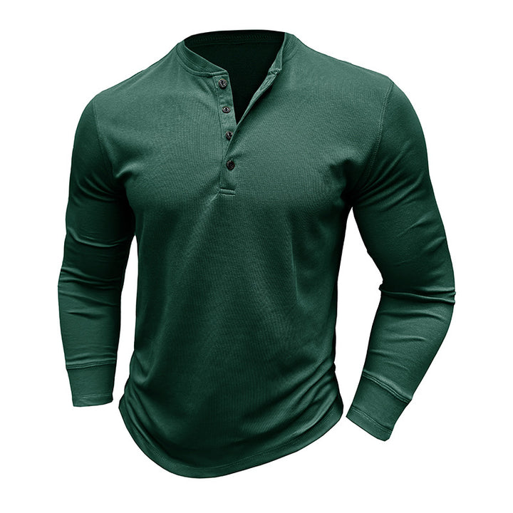 Mäns långärmad Henley-skjorta med texturerat tyg Mirla-Eva Jonsson