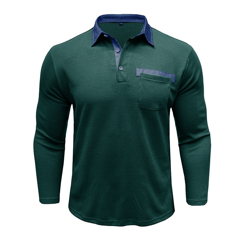 Mans långärmad polo med texturerad design Eva Jonsson-Eva Jonsson