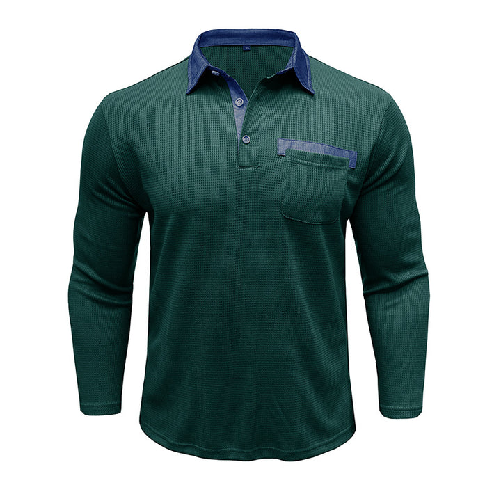 Mans långärmad polo med texturerad design Eva Jonsson-Eva Jonsson