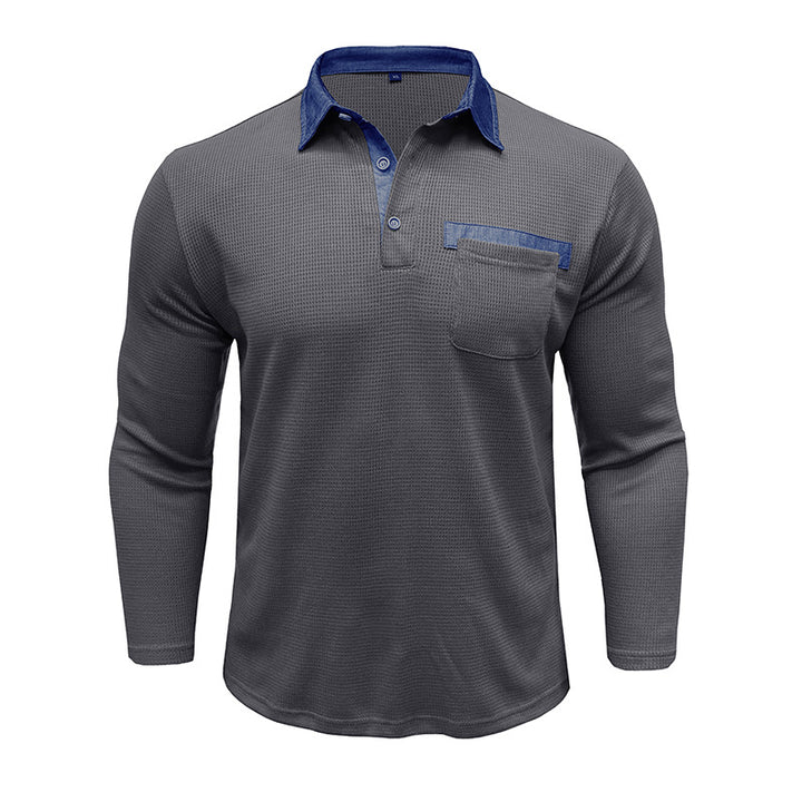 Mans långärmad polo med texturerad design Eva Jonsson-Eva Jonsson