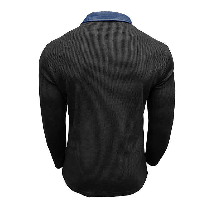 Mans långärmad polo med texturerad design Eva Jonsson-Eva Jonsson