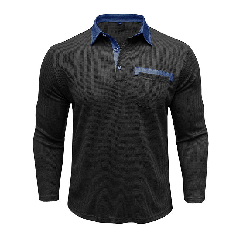 Mans långärmad polo med texturerad design Eva Jonsson-Eva Jonsson