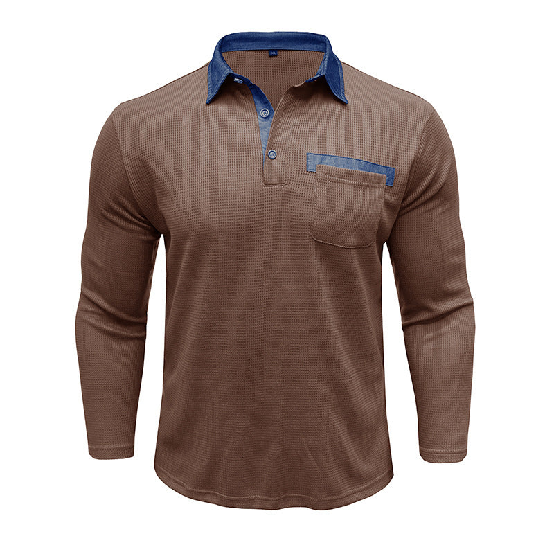 Mans långärmad polo med texturerad design Eva Jonsson-Eva Jonsson