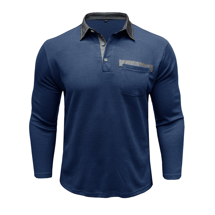 Mans långärmad polo med texturerad design Mirla-Eva Jonsson