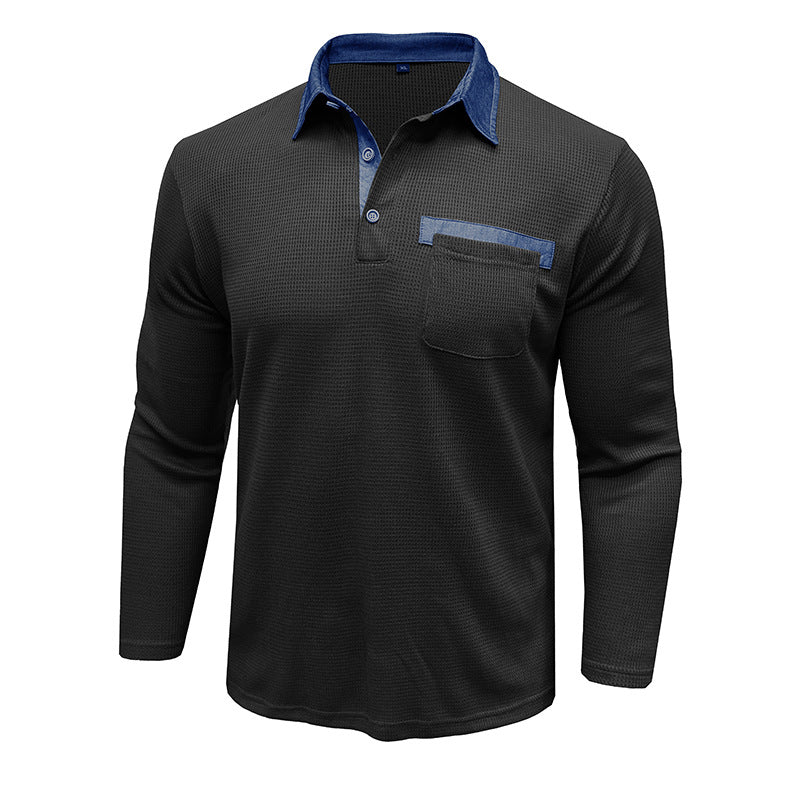 Mans långärmad polo med texturerad design Mirla-Eva Jonsson