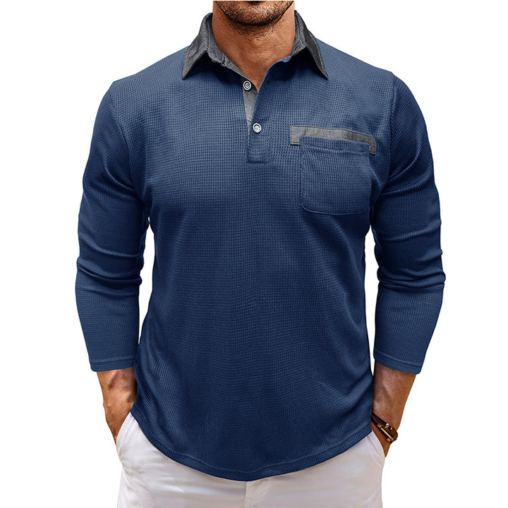 Mans långärmad polo med texturerad design Mirla-Eva Jonsson