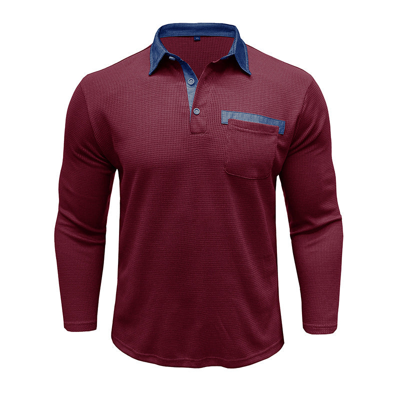 Mans långärmad polo med texturerad design Mirla-Eva Jonsson