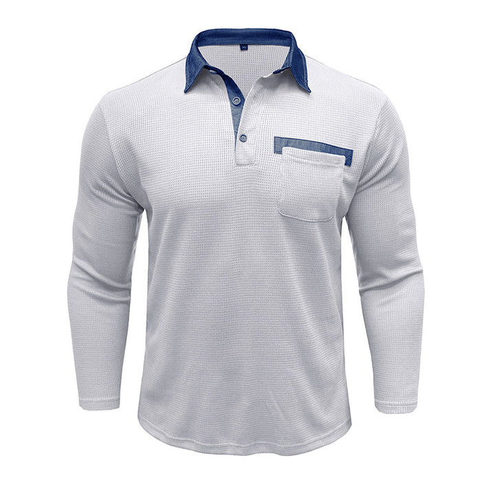 Mans långärmad polo med texturerad design Mirla-Eva Jonsson