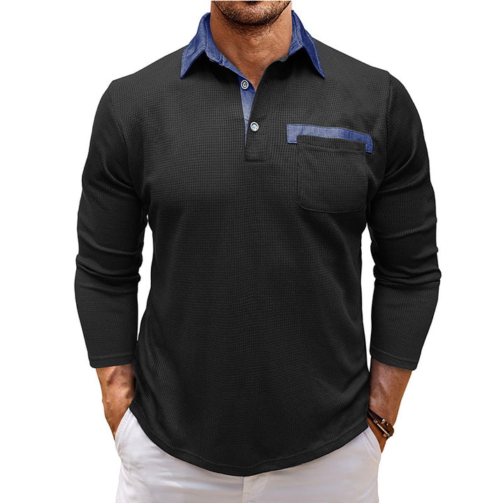 Mans långärmad polo med texturerad design Mirla-Eva Jonsson