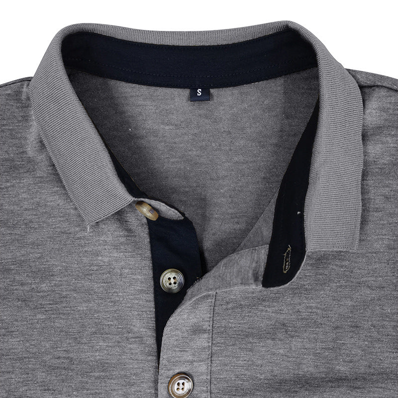 Mans långärmad polo skjorta med klassisk Henley-halsringning Mirla-Eva Jonsson