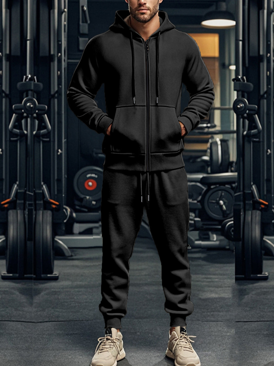Mäns sportig hoodie-set med funktionella fickor och högkvalitativt hantverk Mirla-Eva Jonsson