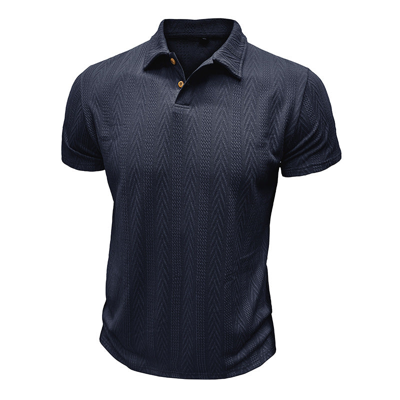 Mäns stiliga kortärmad polo skjorta med strukturerad design Mirla-Eva Jonsson