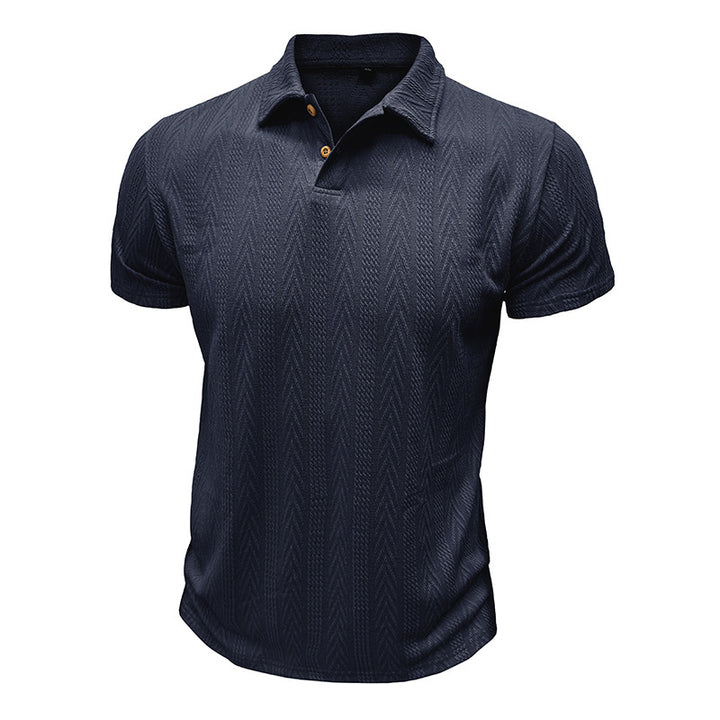 Mäns stiliga kortärmad polo skjorta med strukturerad design Mirla-Eva Jonsson