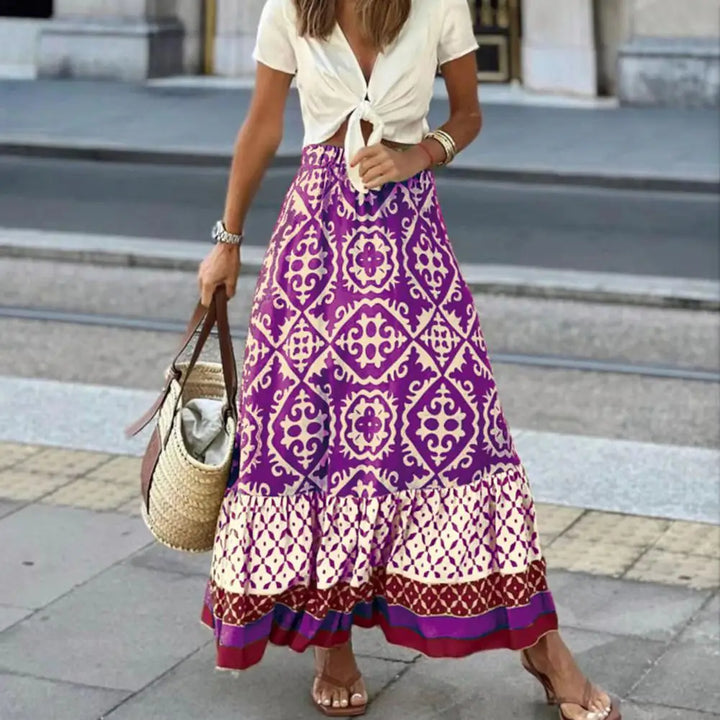 Maxikjol – Damkjol med hög midja och boho-mönster-Eva Jonsson