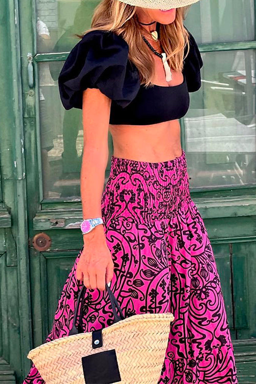Maxikjol - Högmidjad Boho Ruffle kjol för kvinnor-Eva Jonsson