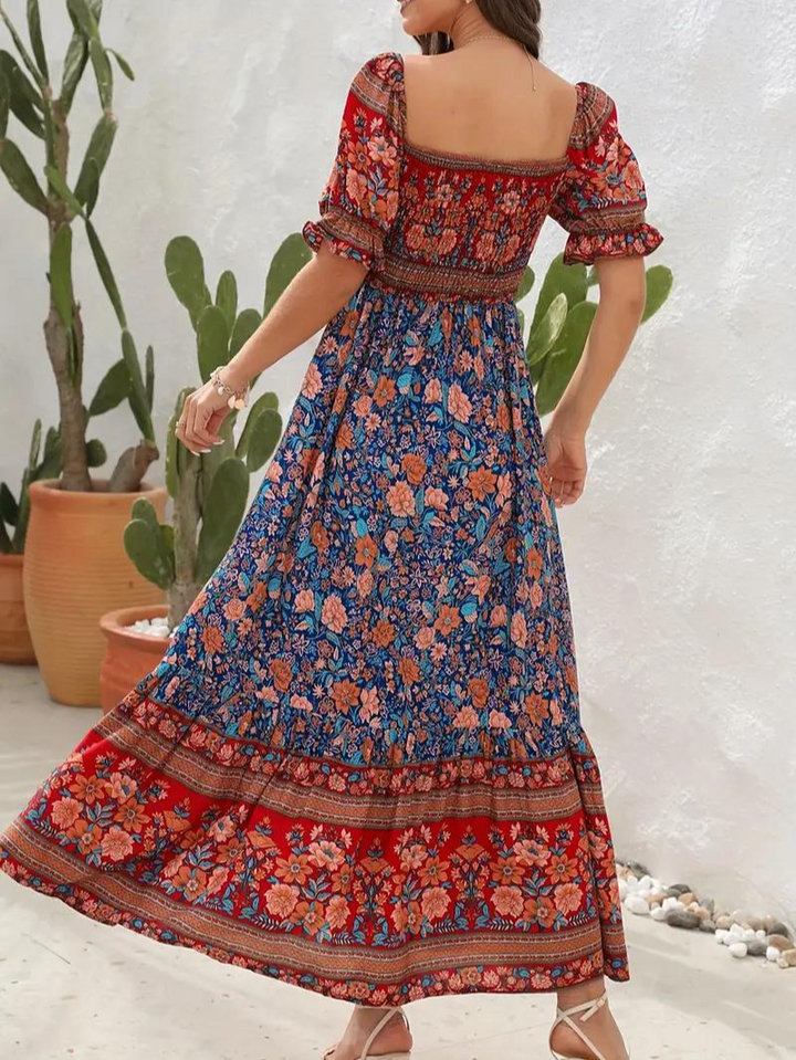 Maxiklänning - Blommig - Off Shoulder - Sommarklänning - Maxi Solklänning-Eva Jonsson